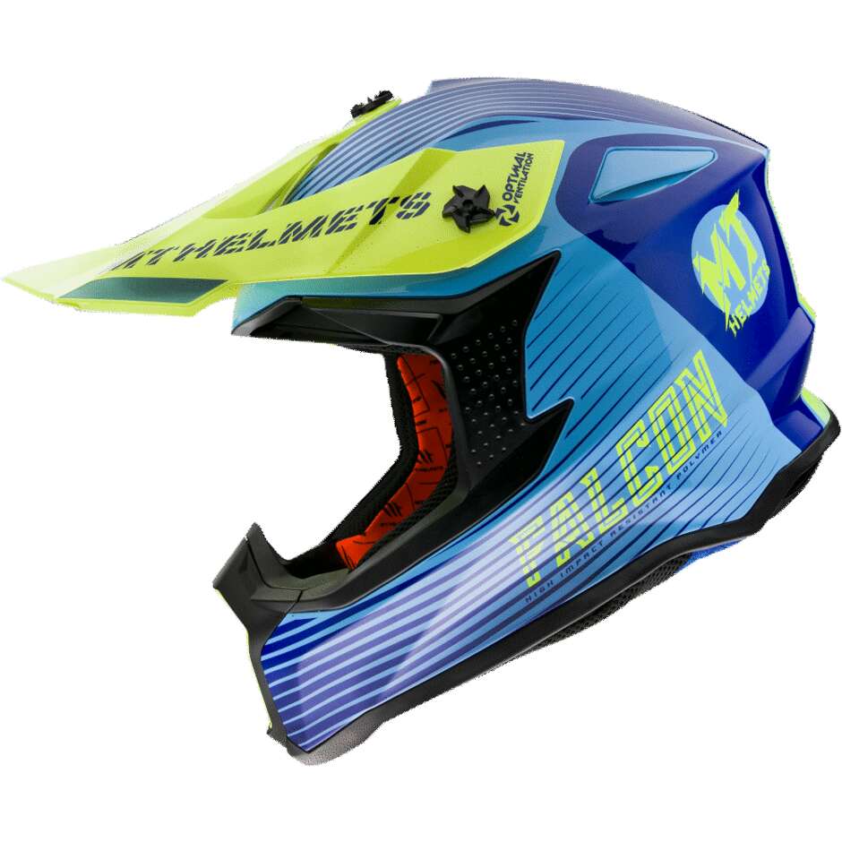 Casco Moto Cross Enduro MT Helmets FALCON System C3 Giallo Fluo 