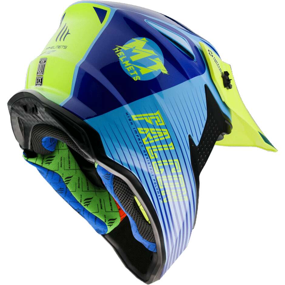 Casco Moto Cross Enduro MT Helmets FALCON System C3 Giallo Fluo 