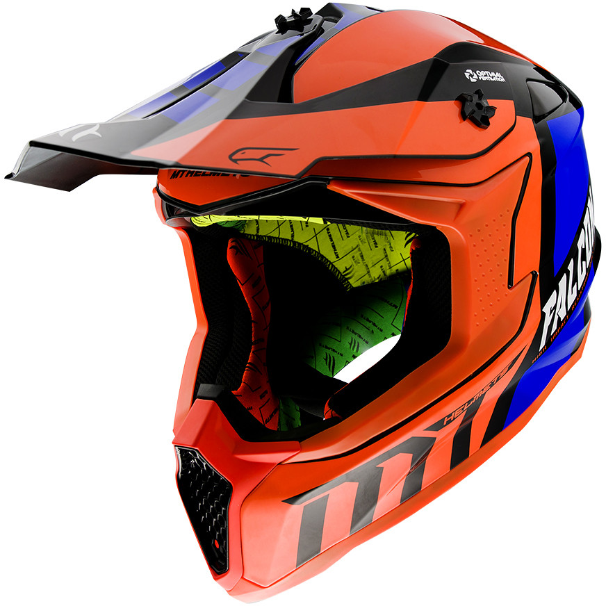 Casco Moto Cross Enduro MT Helmets FALCON Warrior C4 Arancio Fluo