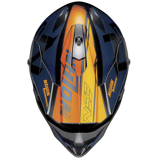 Casco Moto Cross Enduro Nolan N53 Whoop 047 Nero Opaco Blu Arancio