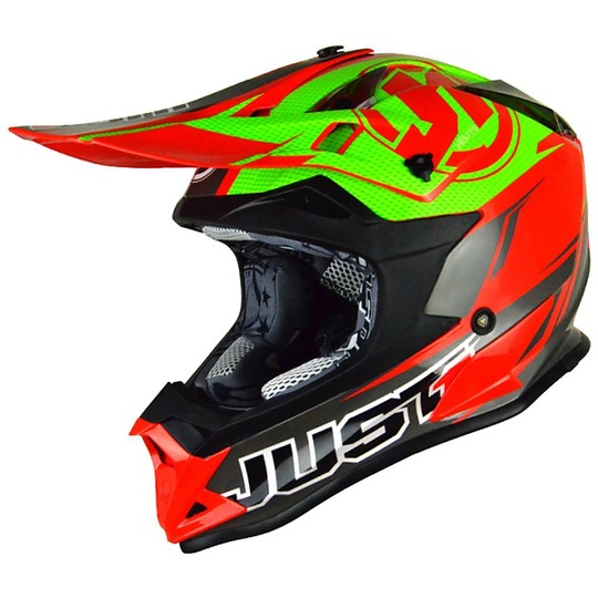 Casco Moto Cross Enduro Nur 1 J32 Pro Rave Red Lime Matte