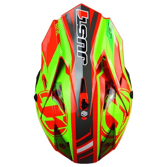 Casco Moto Cross Enduro Nur 1 J32 Pro Rave Red Lime Matte
