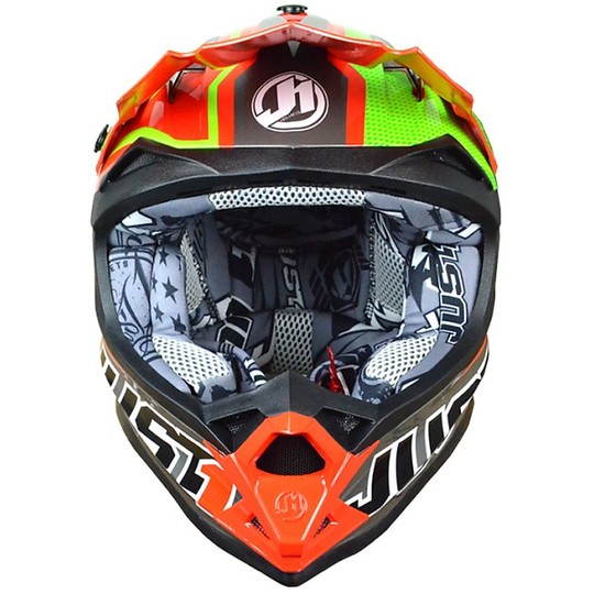 Casco Moto Cross Enduro Nur 1 J32 Pro Rave Red Lime Matte