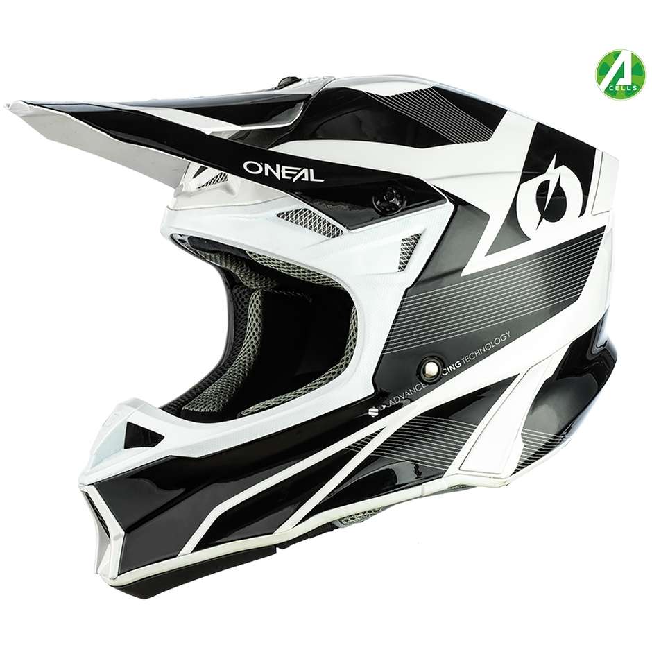 Casco Moto Cross Enduro Oneal 10SRS Hyperlite Helmet COMPACT Nero/bianco