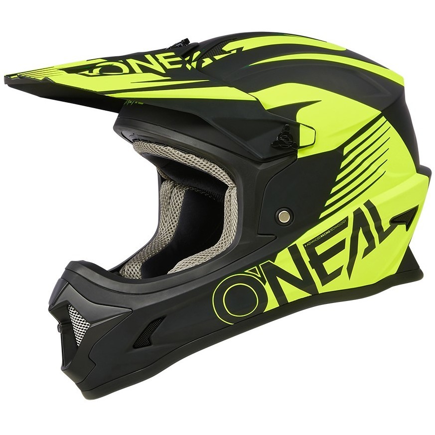 Casco moto cross Enduro Oneal 1SRS Bambino Helmet STREAM V.23 Nero Gialloa