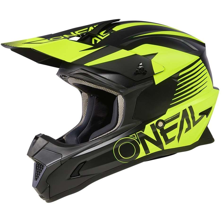 Casco moto cross Enduro Oneal 1SRS Helmet STREAM V.23 Nero Giallo