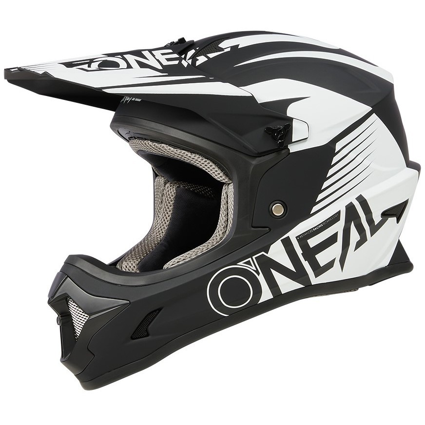 Casco moto cross Enduro Oneal 1SRS Youth Helmet STREAM V.23 Nero Bianco