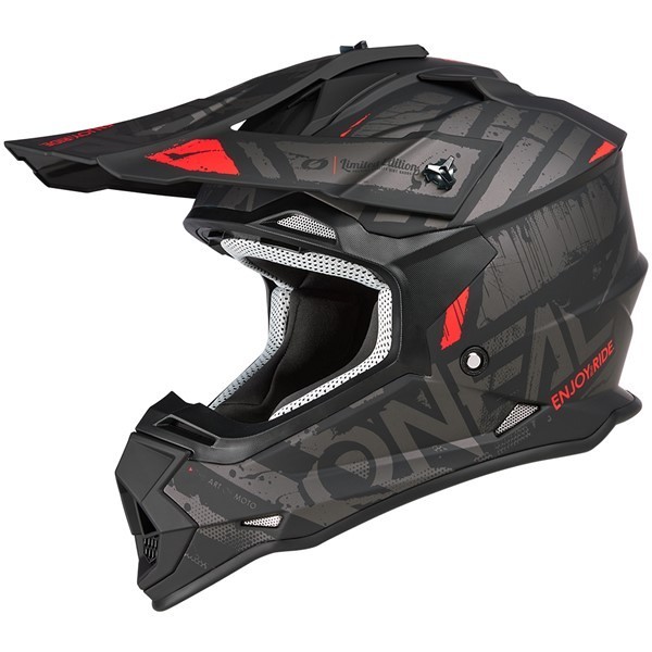 Casco moto cross Enduro Oneal 2SRS Helmet GLITCH V.23 nero/grigio