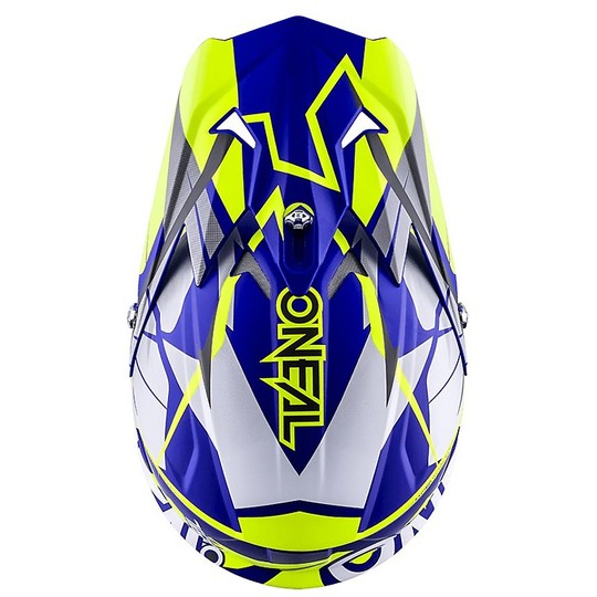 Casco moto Cross Enduro O'neal 3 Series Fidlock Blu Giallo