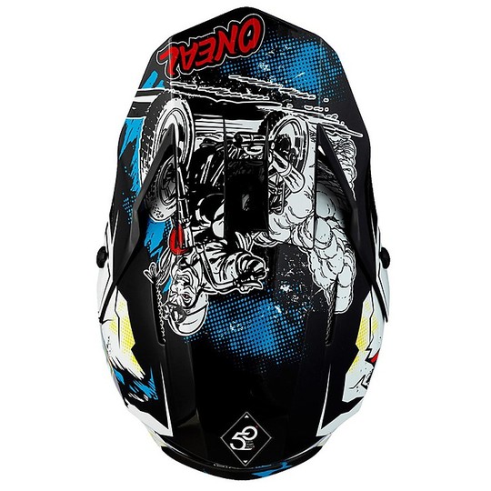 Casco moto Cross Enduro O'neal 3 Series Villain 2.0 Bianco 