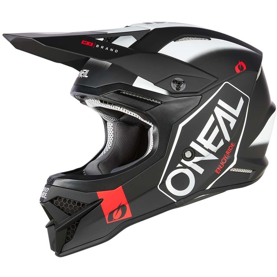 Casco Moto Cross Enduro Oneal 3SRS Helmet HEXX V.23 Nero Bianco