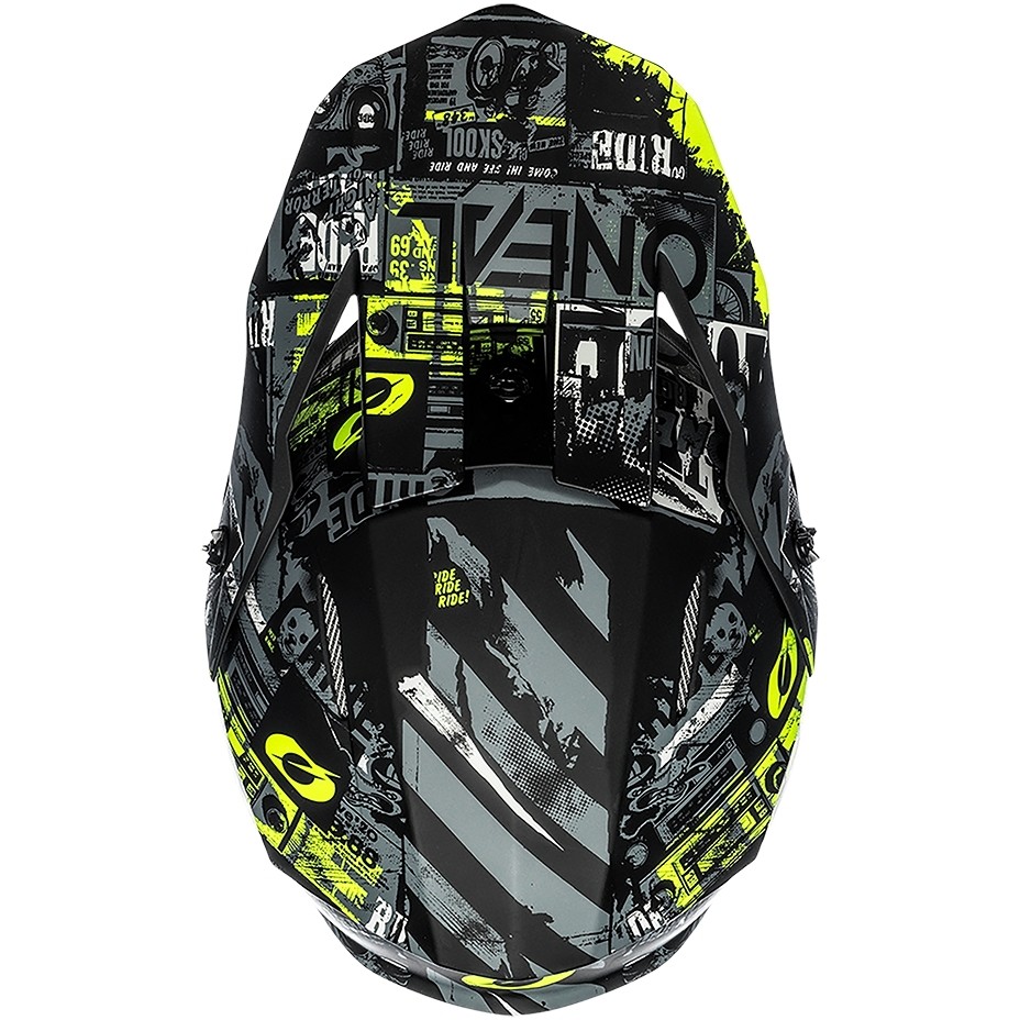 Casco Moto Cross Enduro Oneal 3Srs Helmet Ride Nero Giallo