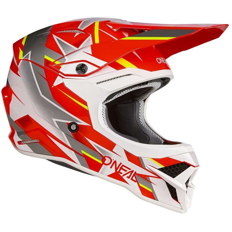 Casco moto cross Enduro Oneal 3SRS Helmet RIDE V.23 Bianco Rosso