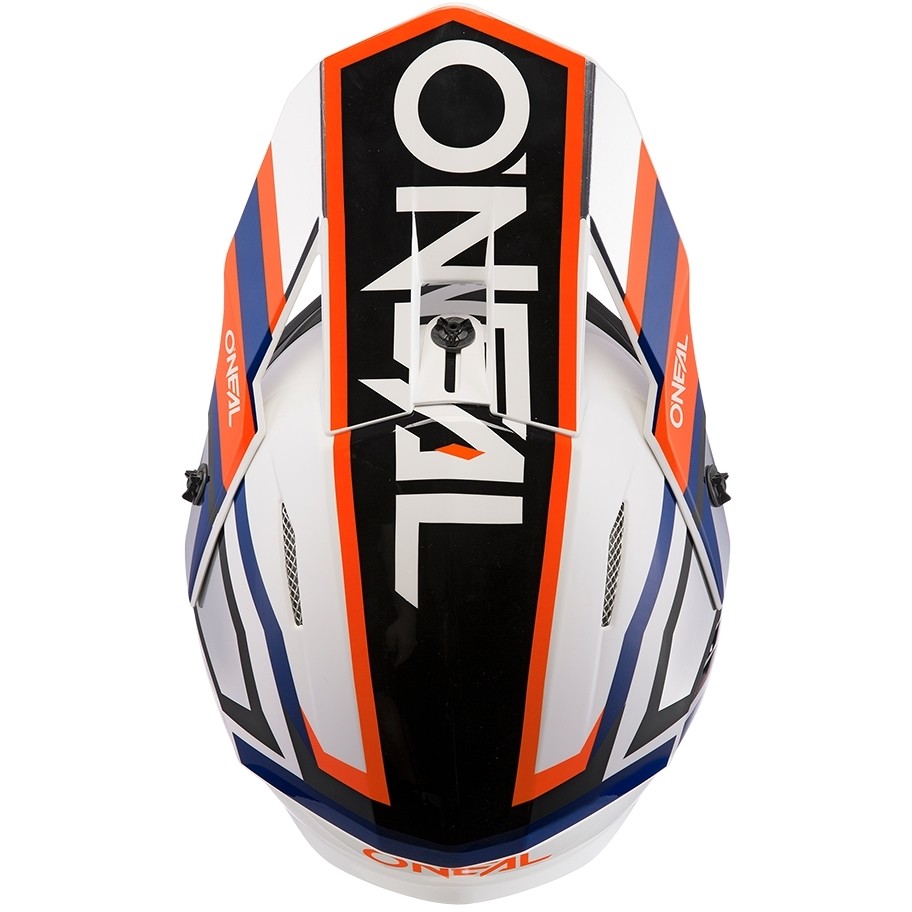Casco Moto Cross Enduro Oneal 3Srs Helmet Vision Bianco Nero Arancio