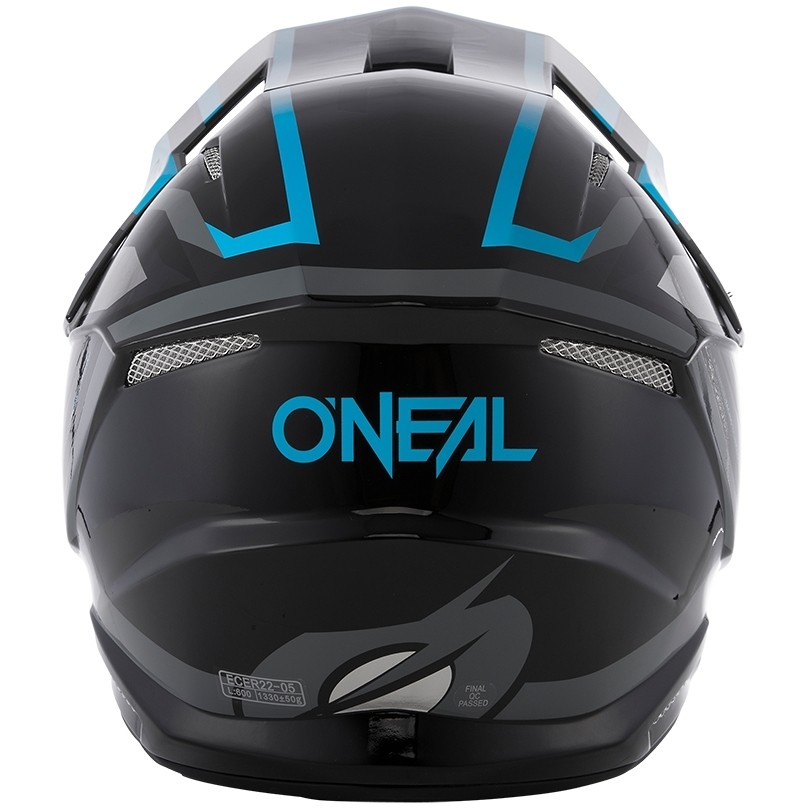 Casco Moto Cross Enduro Oneal 3Srs Helmet Vision Nero Grigio Blu