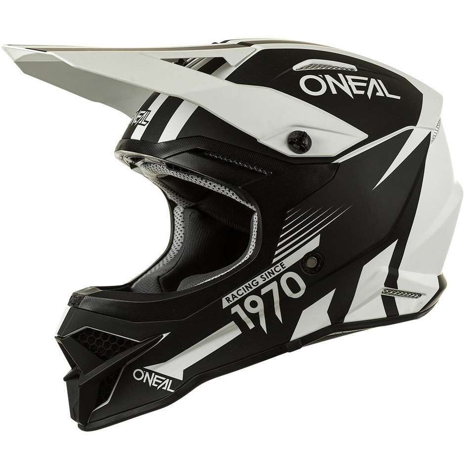 Casco Moto Cross Enduro Oneal 3Srs INTERCEPTOR V.22 Nero Bianco