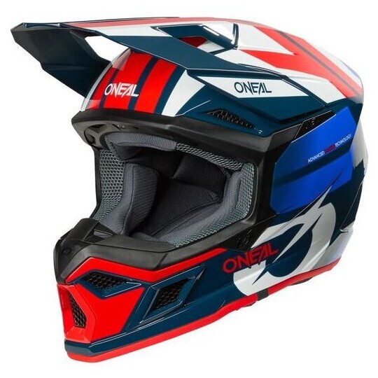 Casco Moto Cross Enduro O'NEAL 3SRS RIDE Blu Bianco Rosso taglia XS