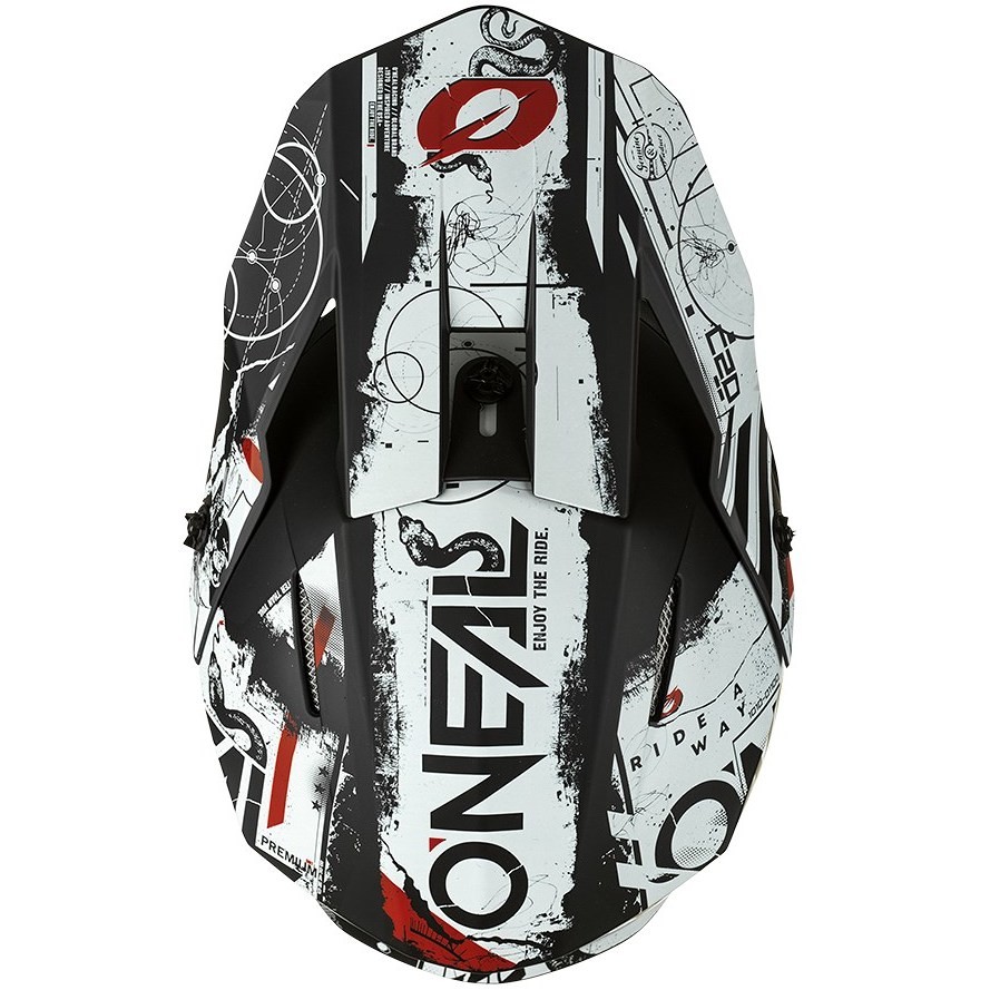 Casco Moto Cross Enduro Oneal 3Srs SCARZ V.22 Nero bianco Rosso