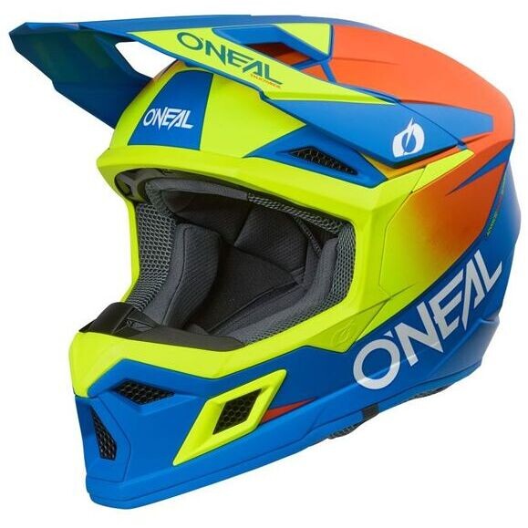 Casco Moto Cross Enduro O'NEAL 3SRS SOLID Blu Arancio Giallo taglia M