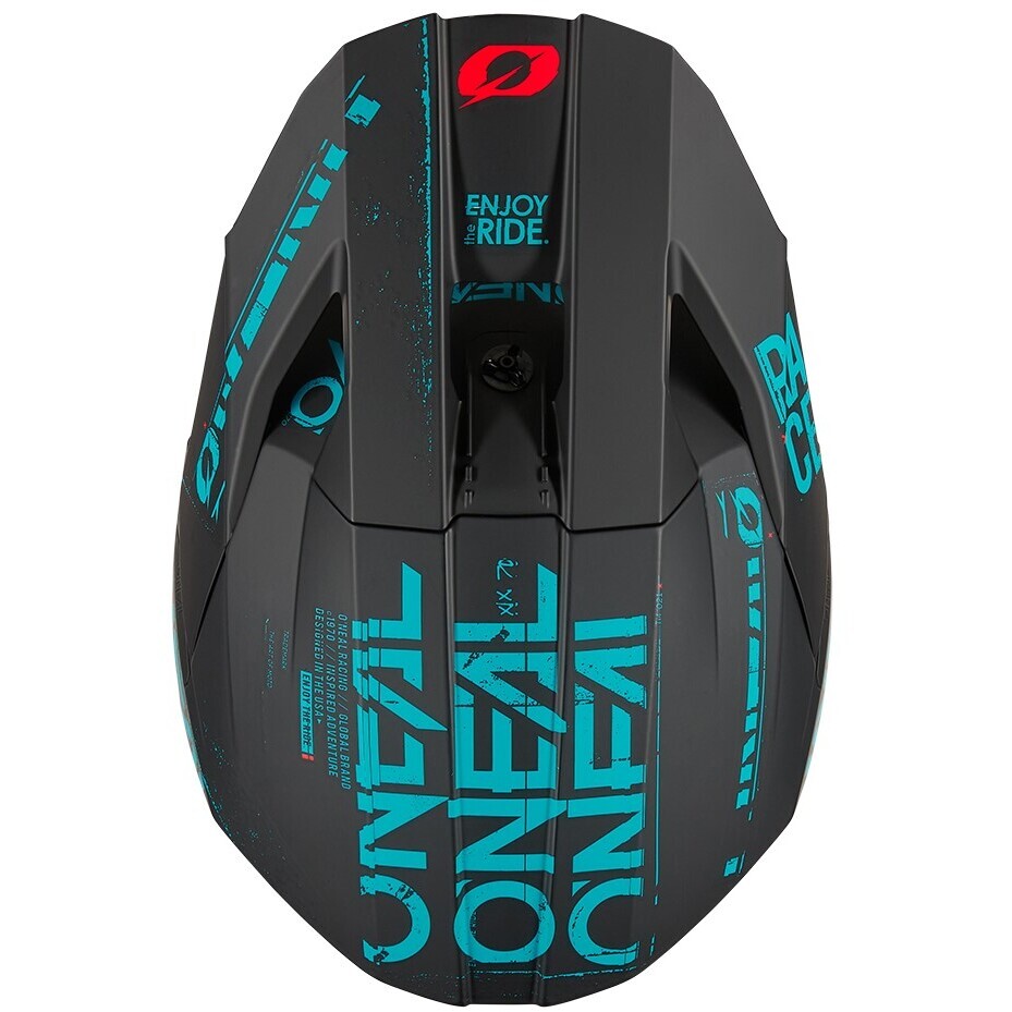 Casco Moto Cross Enduro Oneal 3SRS Static Nero Azzurro