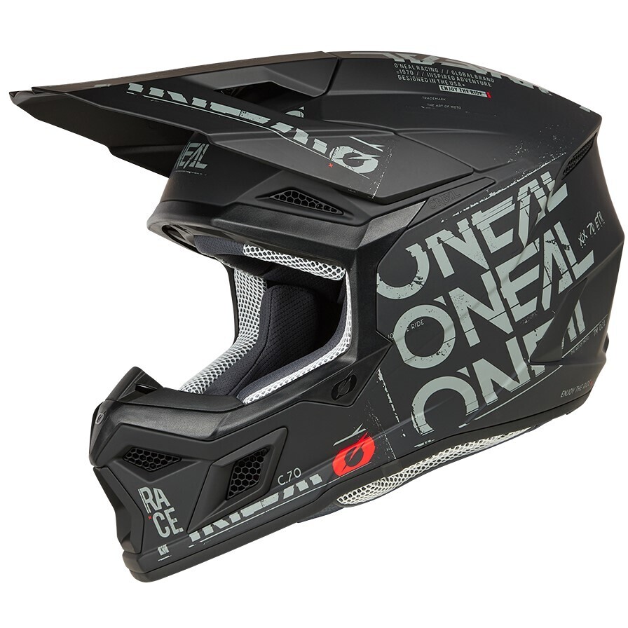 Casco Moto Cross Enduro Oneal 3SRS Static Nero Grigio