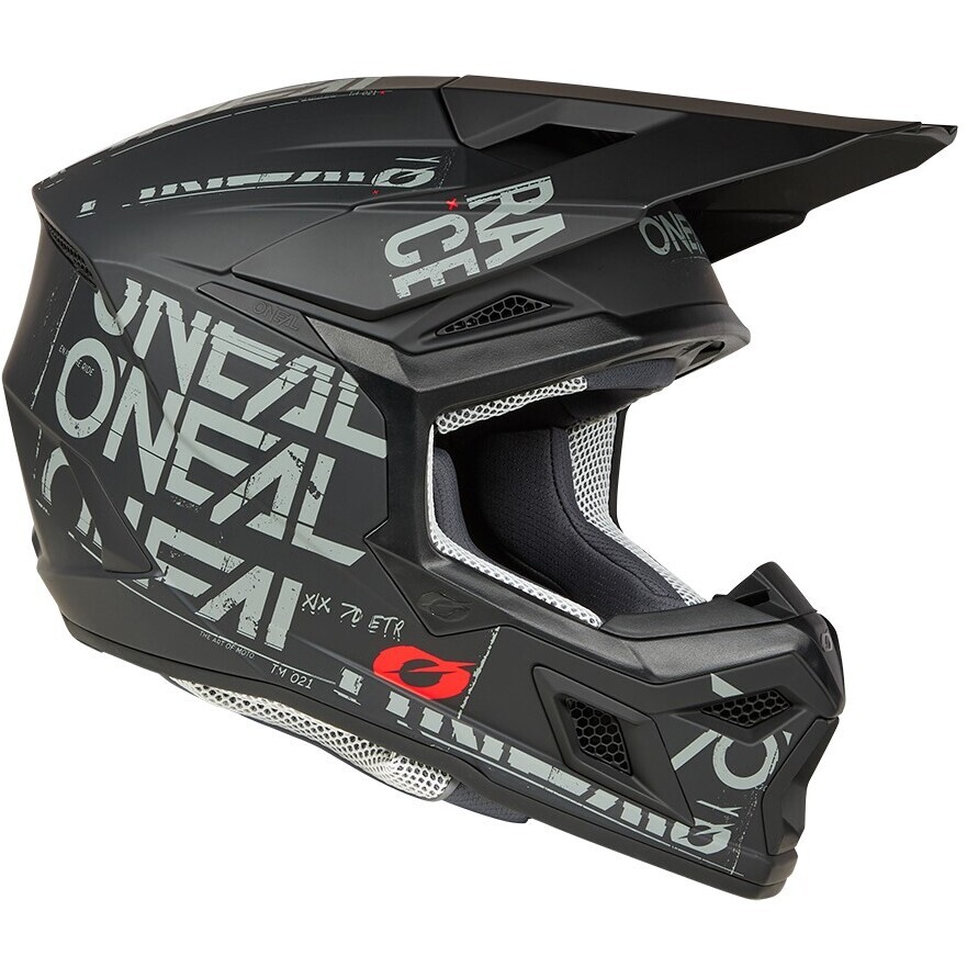 Casco Moto Cross Enduro Oneal 3SRS Static Nero Grigio