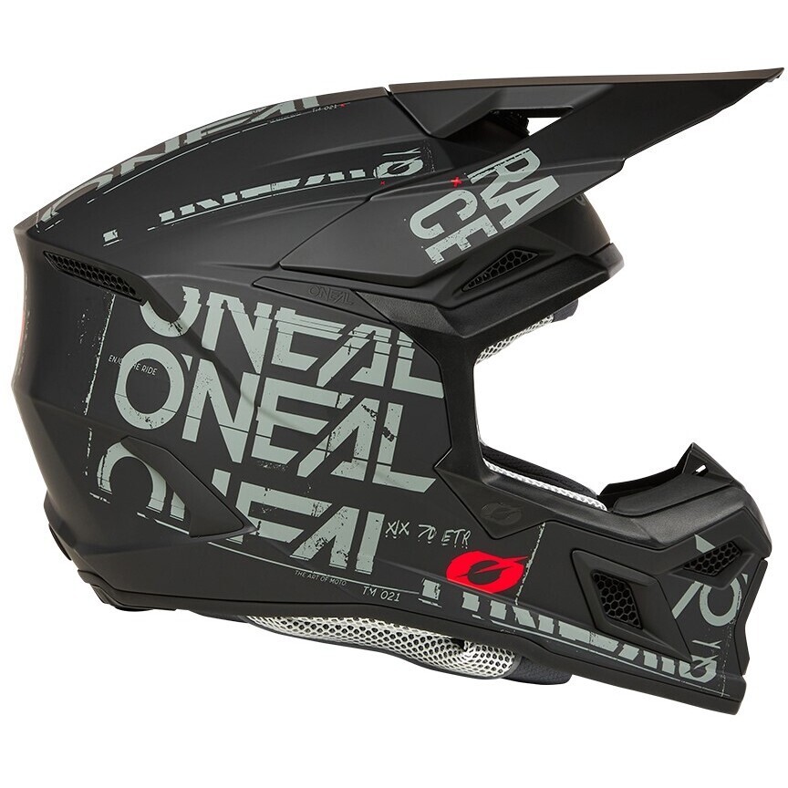 Casco Moto Cross Enduro Oneal 3SRS Static Nero Grigio