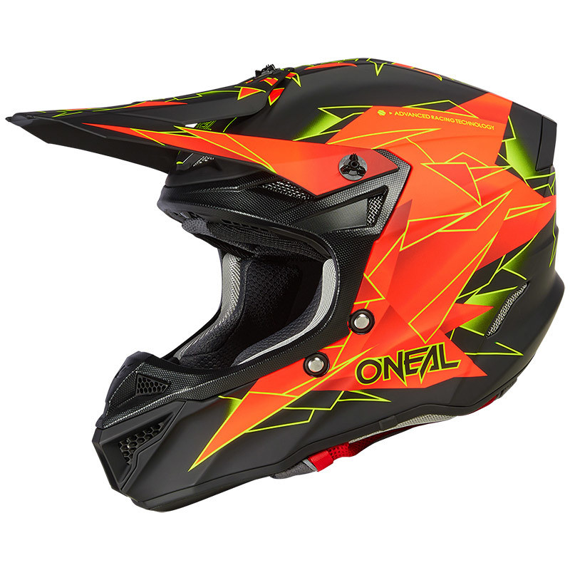 Casco moto cross Enduro Oneal 5SRS Polyacrylite Helmet ATTACK V.23 Surge  Nero Rosso Vendita Online 