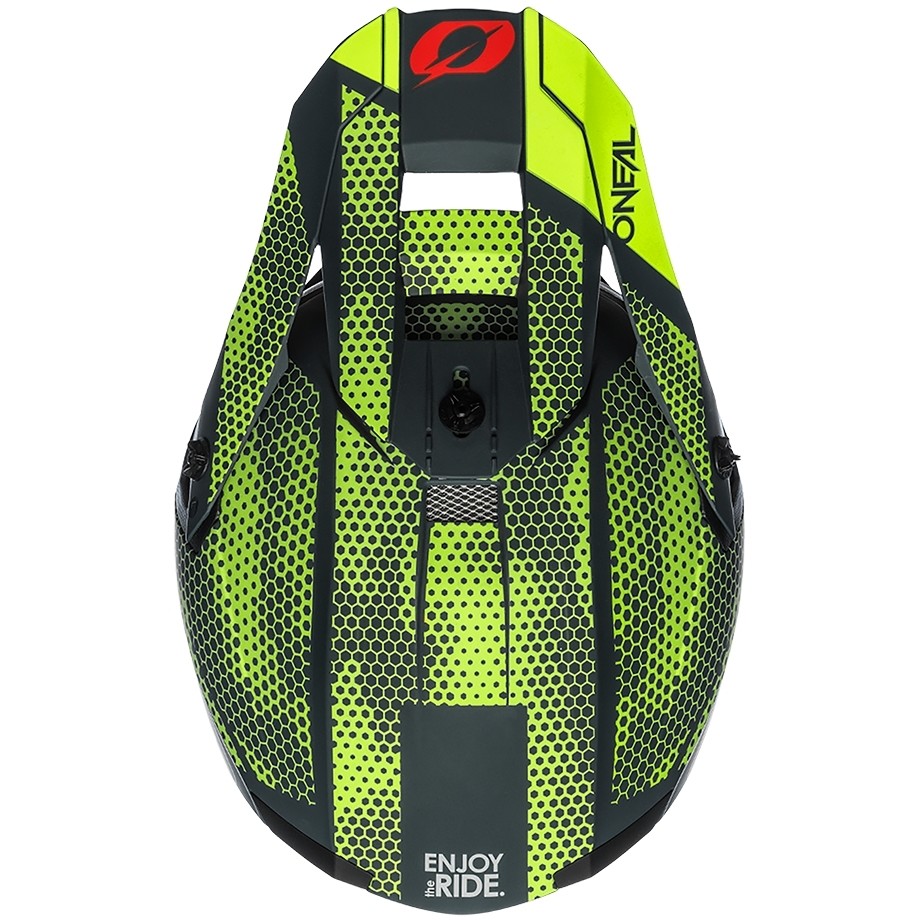 Casco Moto Cross Enduro Oneal 5Srs Polyacrylite Helmet Covert Charcoal Giallo