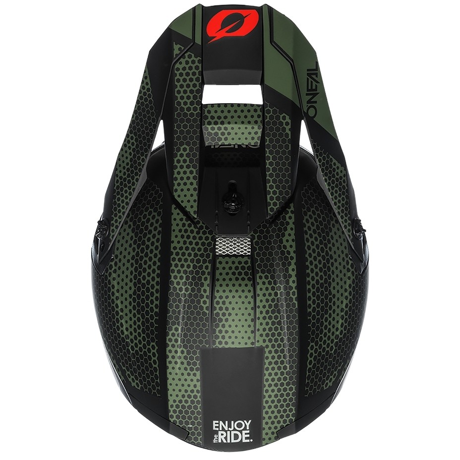 Casco Moto Cross Enduro Oneal 5Srs Polyacrylite Helmet Covert Nero Verde