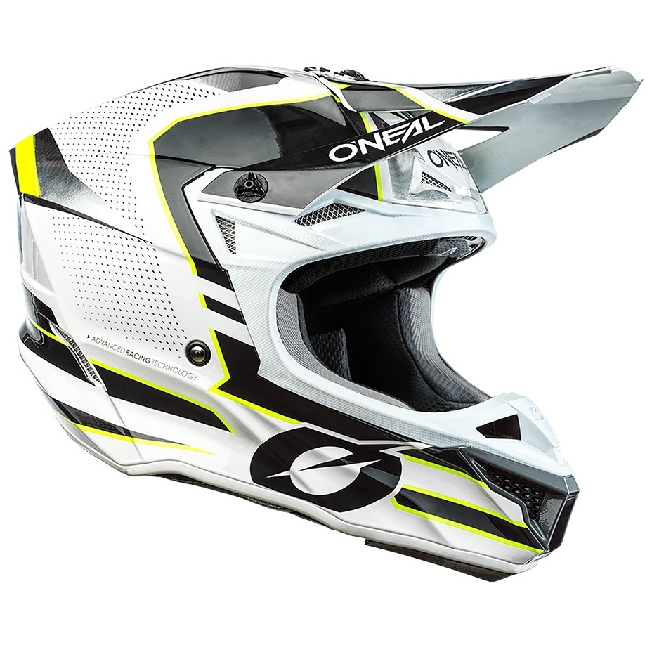 Casco Moto Cross Enduro Oneal 5Srs Polyacrylite Helmetleek Bianco Grigio