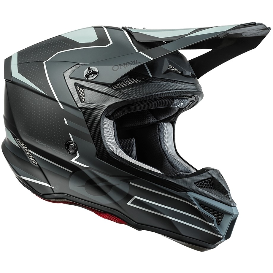 Casco Moto Cross Enduro Oneal 5Srs Polyacrylite Helmetleek Nero Grigio
