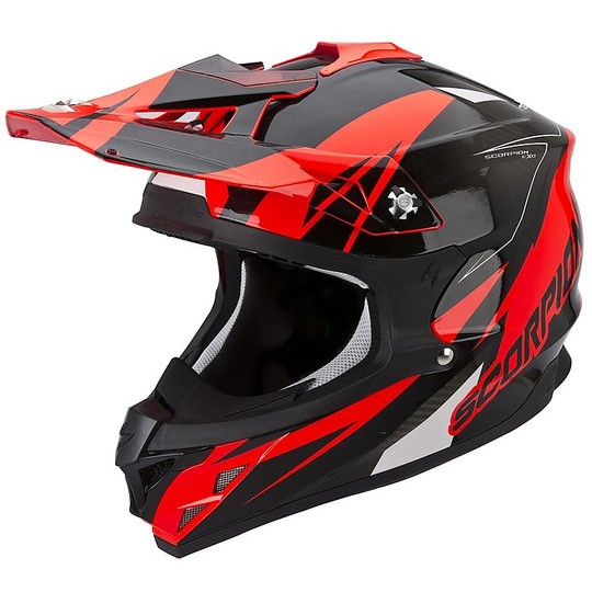 Casco Moto Cross Enduro Scorpion VX-15 Air Krush Rosso Fluo