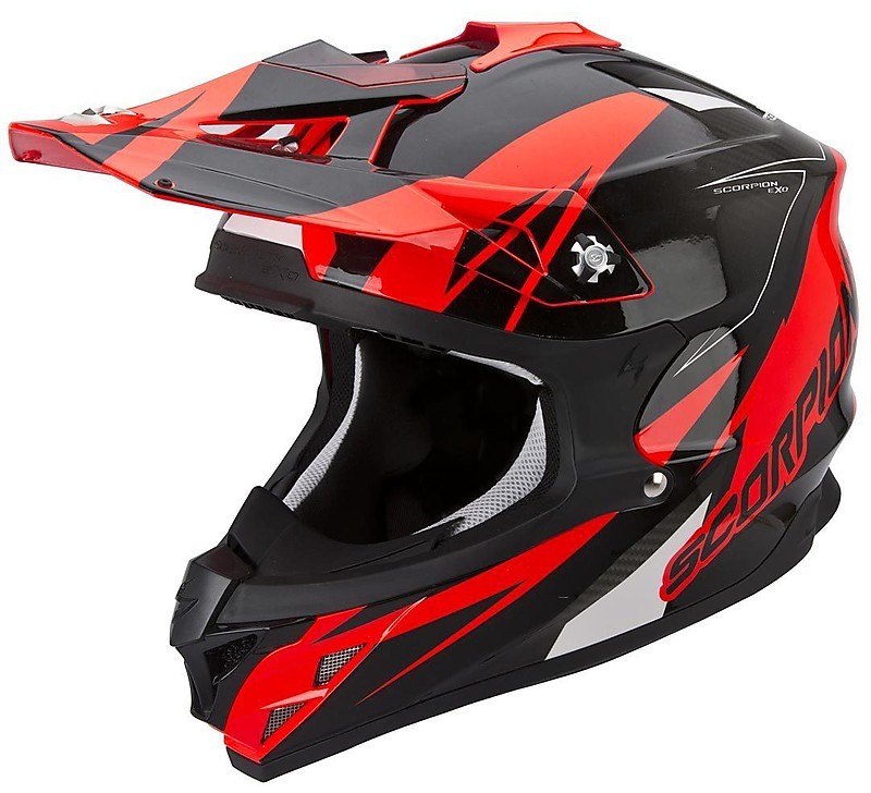 red and black motocross helmet