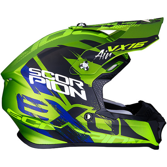 CASCO MOTO CROSS ENDURO SUPERMOTARD SCORPION VX 16 AIR ALBION MATT BLACK  GREEN