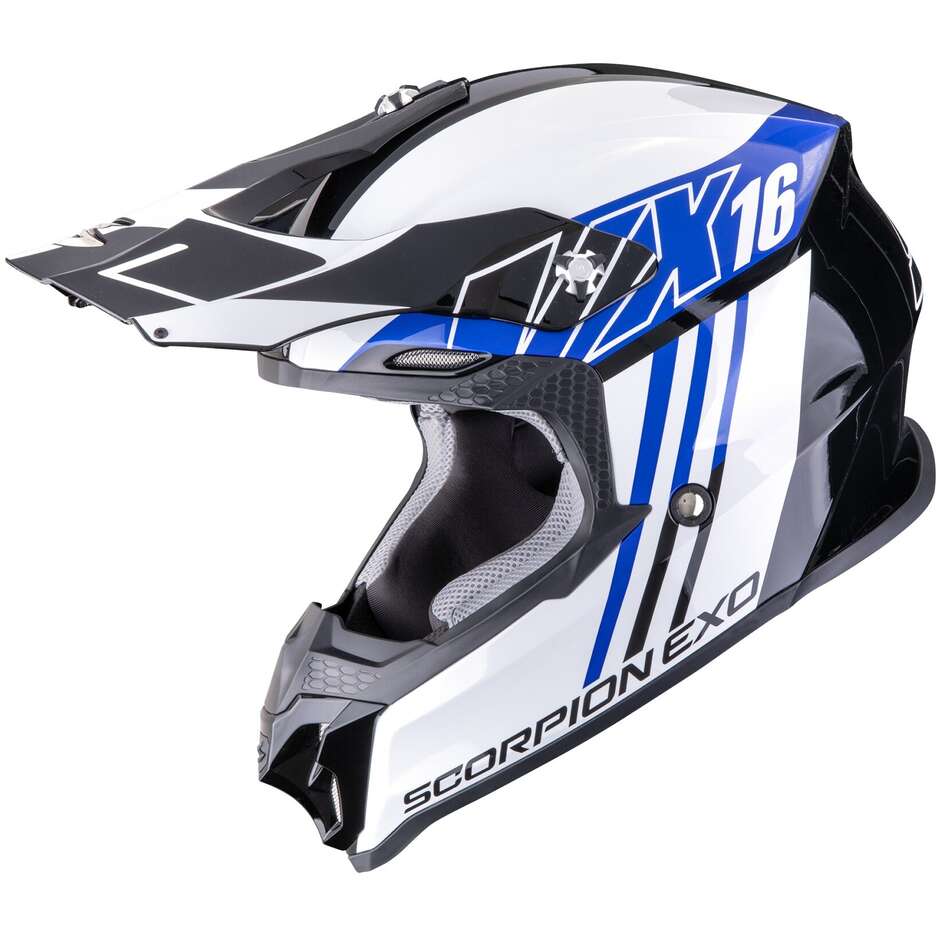 Casco Moto Cross Enduro VX-16 EVO AIR LIGNES Nero Bl taglia XL