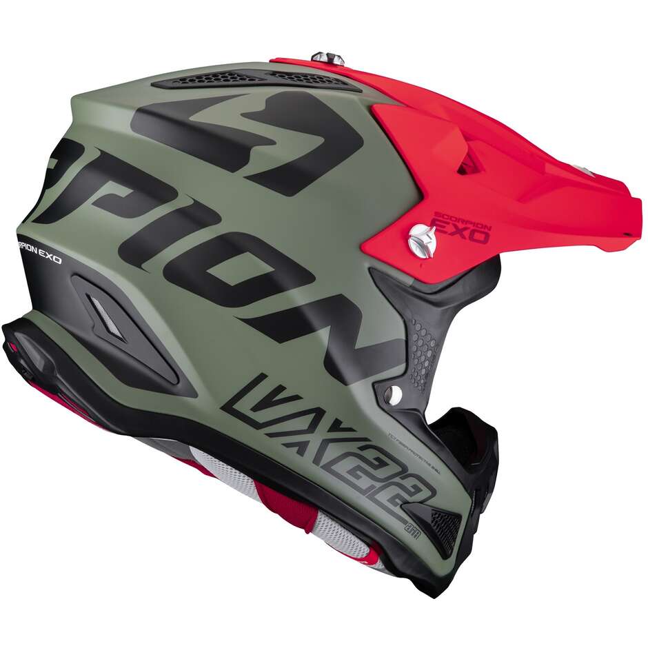 Casco Moto Cross Enduro ScorpionVX-22 AIR UPDOWN Matt Verde Nero Rosso