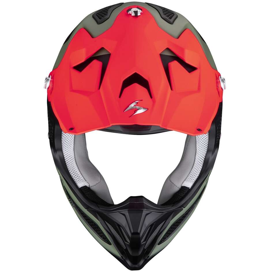 Casco Moto Cross Enduro ScorpionVX-22 AIR UPDOWN Matt Verde Nero Rosso