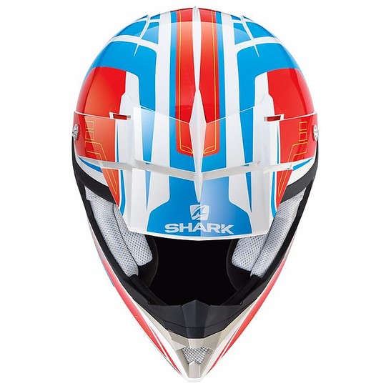 Casco Moto Cross Enduro Shark SX2 BHAUW Rot Blau Weiß