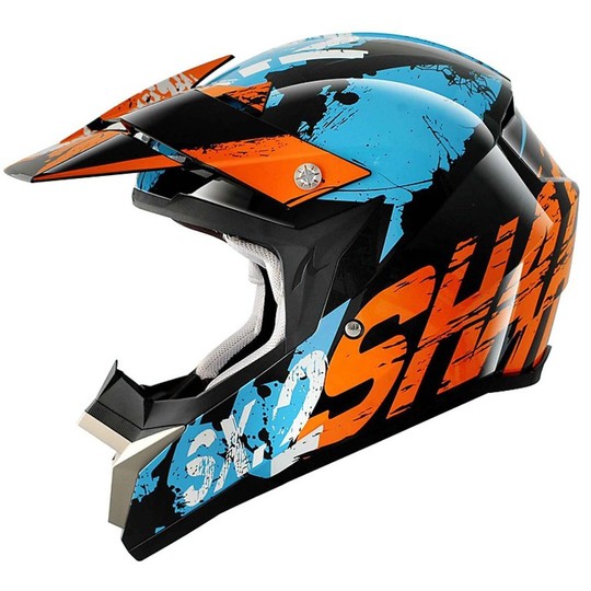 Casco moto cross enduro Shark SX2 FREAK Nero arancio Blu