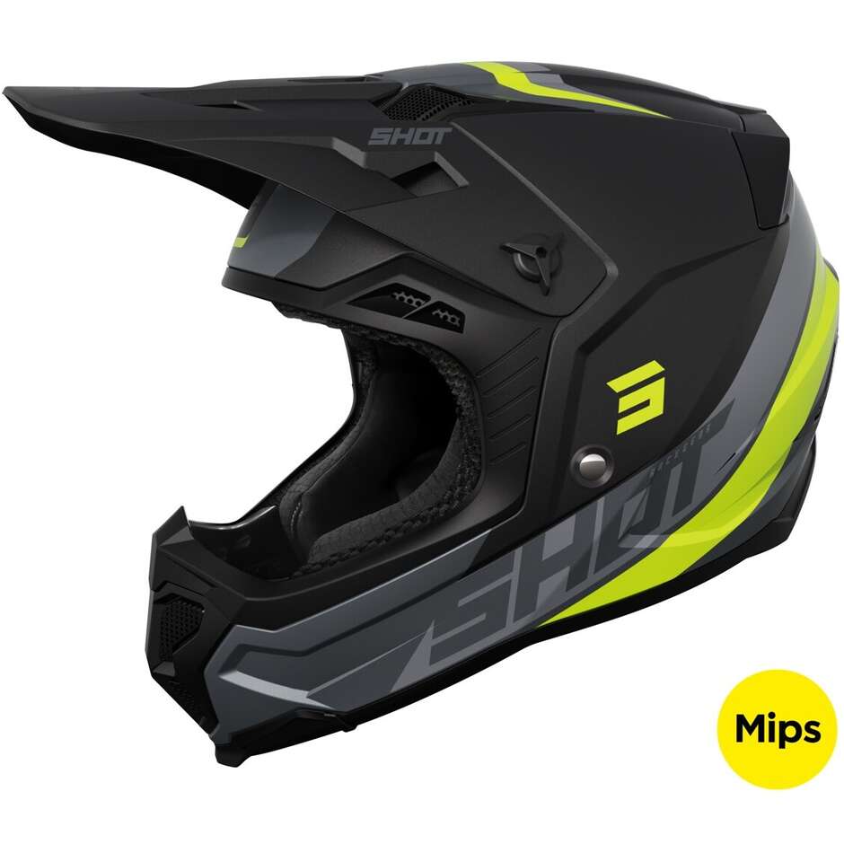 Casco Moto Cross Enduro Shot CORE CUSTOM Giallo Nero Opaco