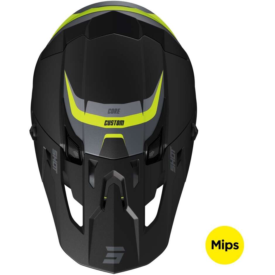 Casco Moto Cross Enduro Shot CORE CUSTOM Giallo Nero Opaco
