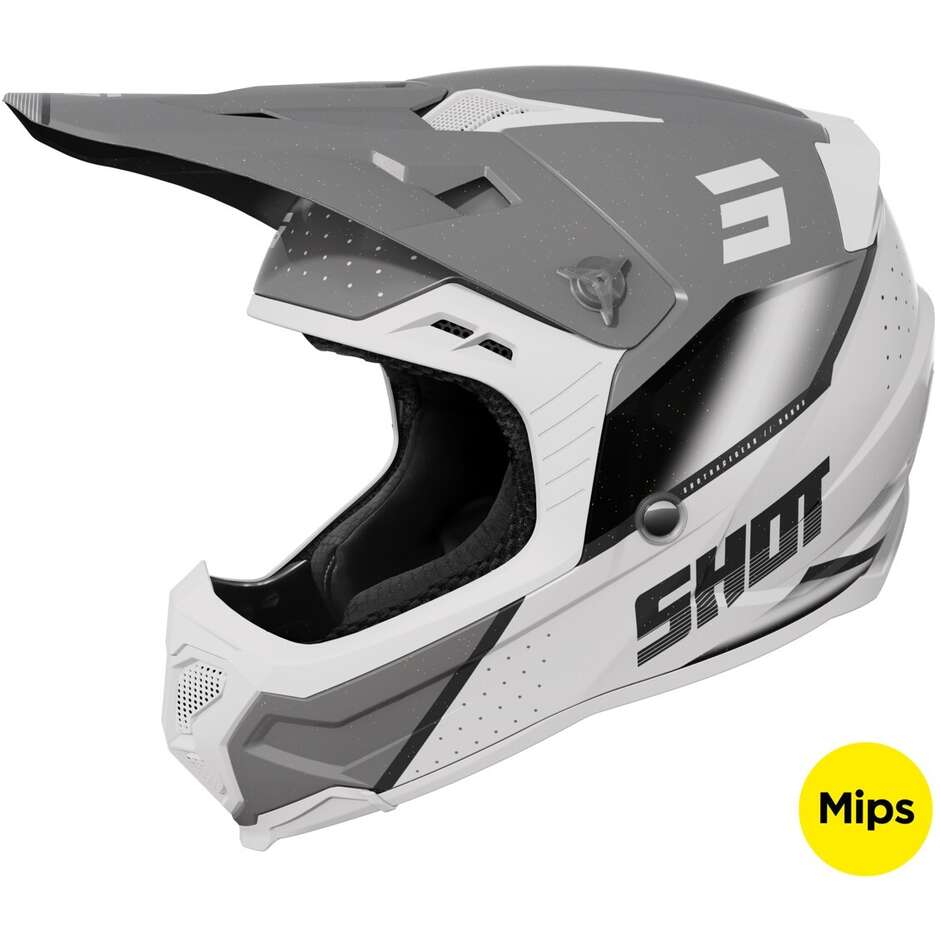 Casco Moto Cross Enduro Shot CORE HONOR Grigio Perla