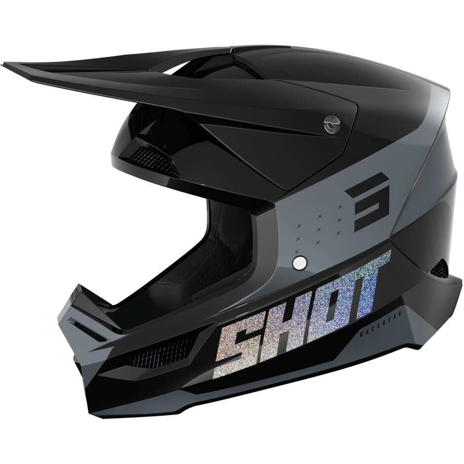 Casco Moto Cross Enduro FURIOUS LEAGUE Olografico Nero taglia XL