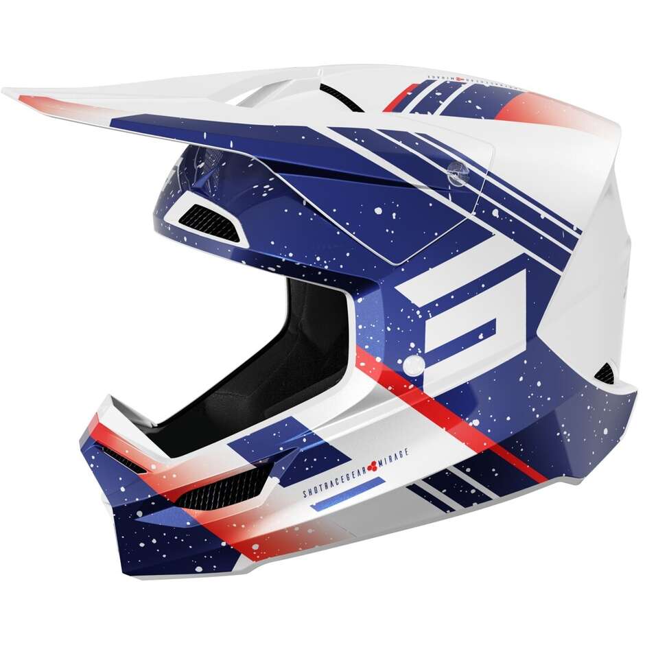 Casco Moto Cross Enduro FURIOUS MIRAGE Rosso Blu Perla taglia M