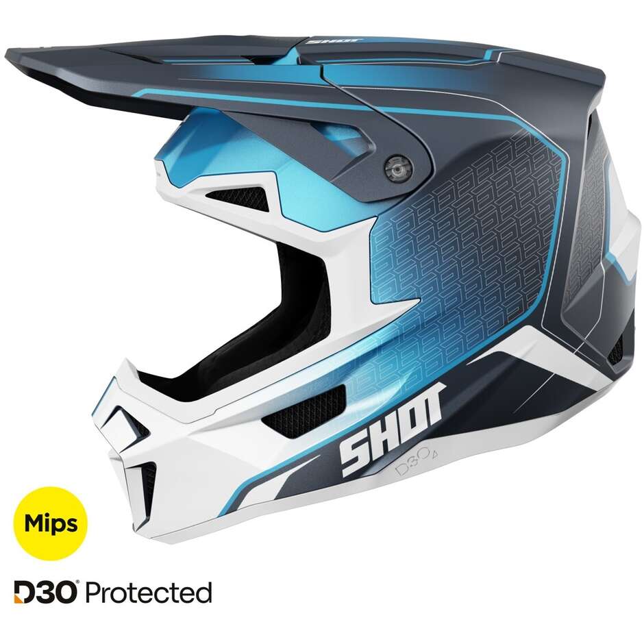 Casco Moto Cross Enduro Shot LITE CHALLENGER Blu Opaco