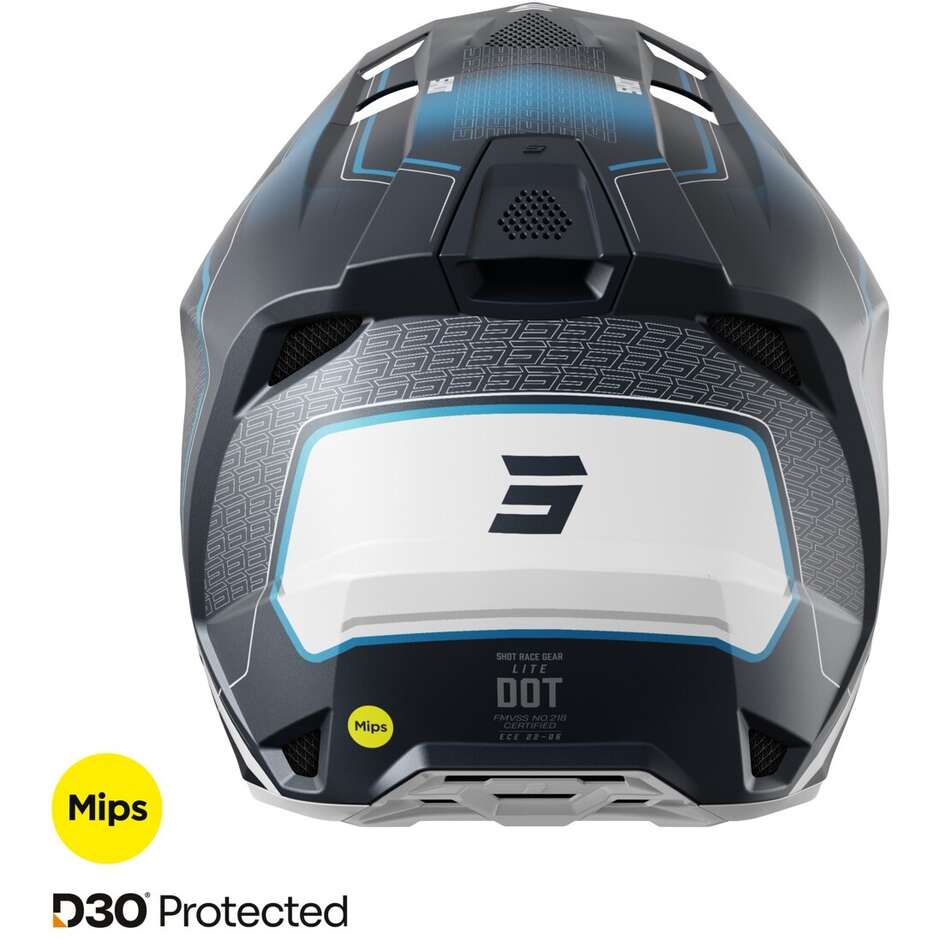 Casco Moto Cross Enduro Shot LITE CHALLENGER Blu Opaco