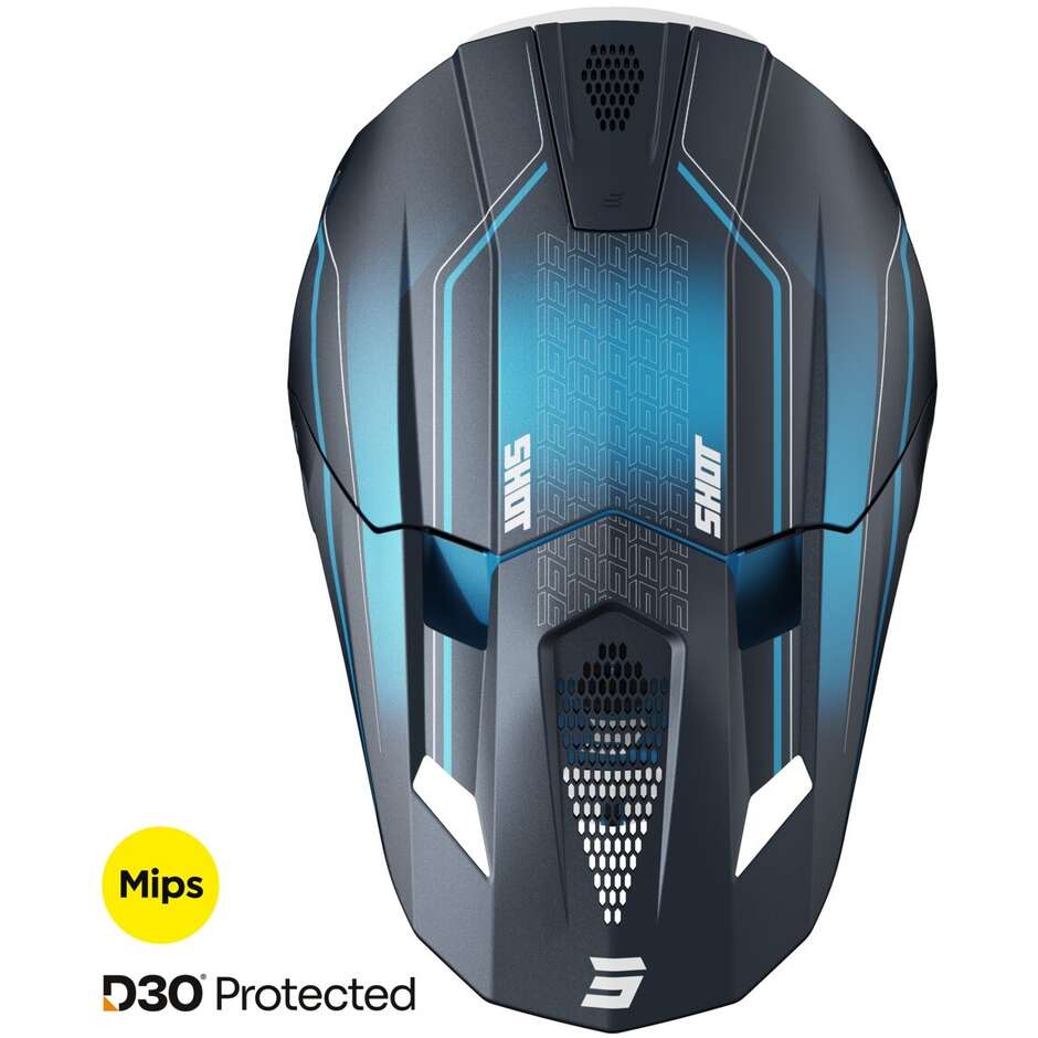 Casco Moto Cross Enduro Shot LITE CHALLENGER Blu Opaco