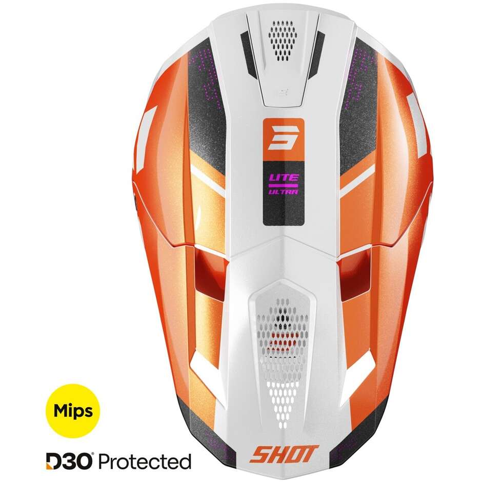 Casco Moto Cross Enduro Shot LITE ULTRA Arancio Perla