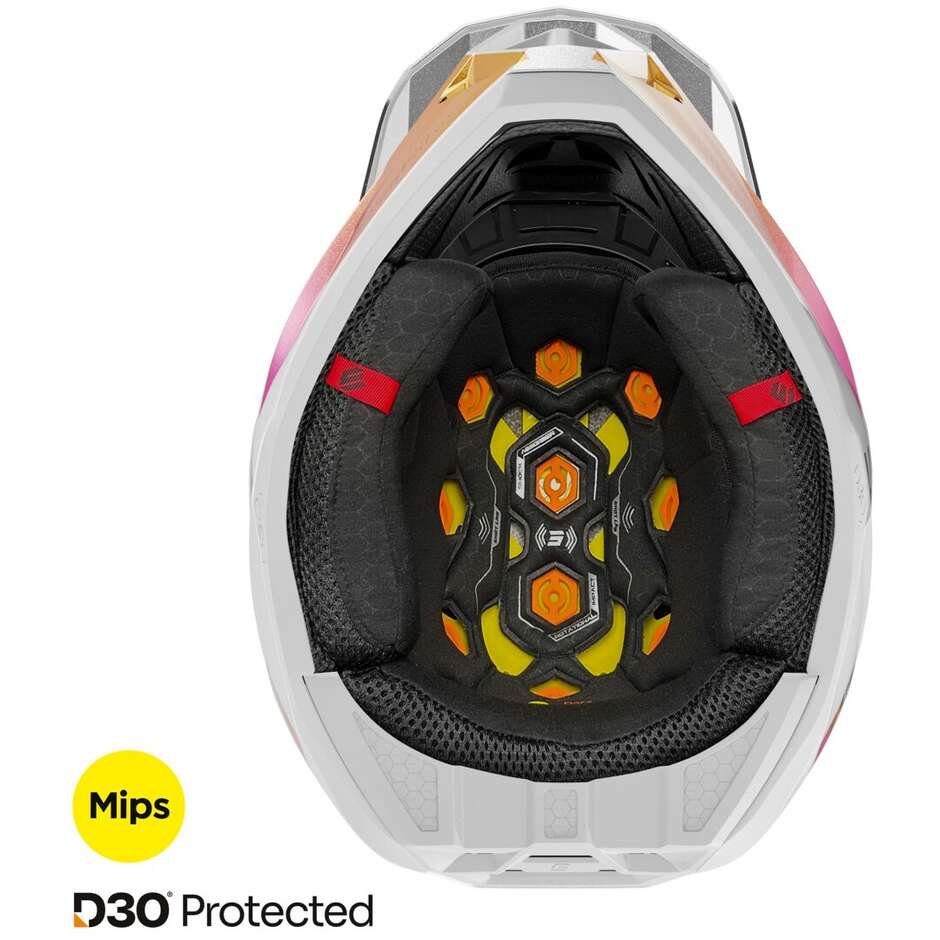 Casco Moto Cross Enduro Shot LITE ULTRA Blu Arancio Rosa Perla